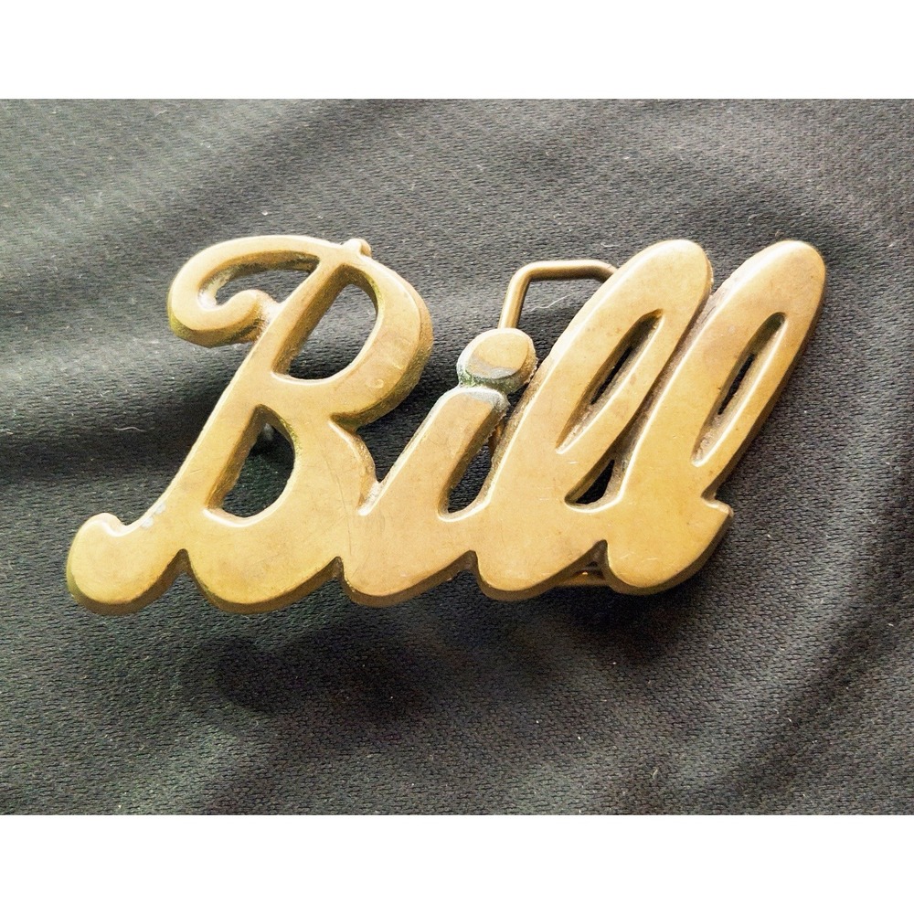 Solid‎ Brass Bill Belt Buckle Western Rodeo Southwestern Country